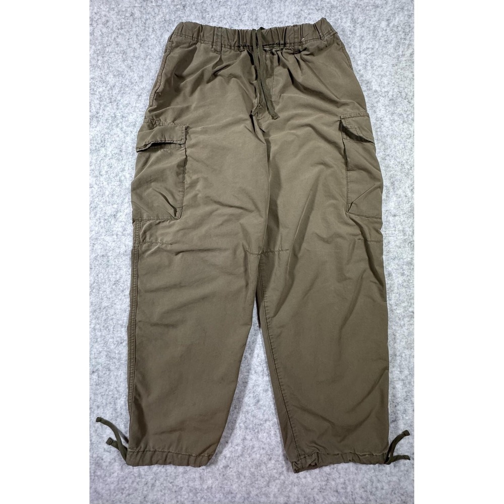 Uniqlo U Pants Mens Large 34x28 Brown Cargo Relaxed Fit Elastic Waist Baggy